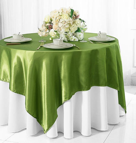 Square Satin Table Overlay 72x72 Moss Green