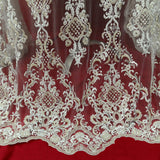 Beaded Lace Fabric on Polyester Net Mesh 53"