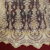 Beaded Lace Fabric on Polyester Net Mesh