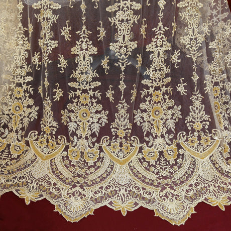 Beaded Lace Fabric 100% Polyester Net Mesh 51"