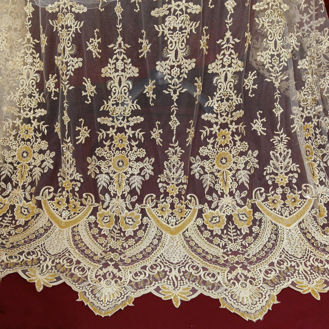 Beaded Lace Fabric 100% Polyester Net Mesh 51"