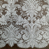 1 Yard Beaded Lace Fabric Embroidered on 100% Polyester Net Mesh