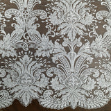 Beaded Lace Fabric on Polyester Net Mesh 48"