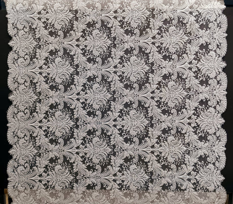 Beaded Embroidered Lace Fabric on Polyester Net Mesh