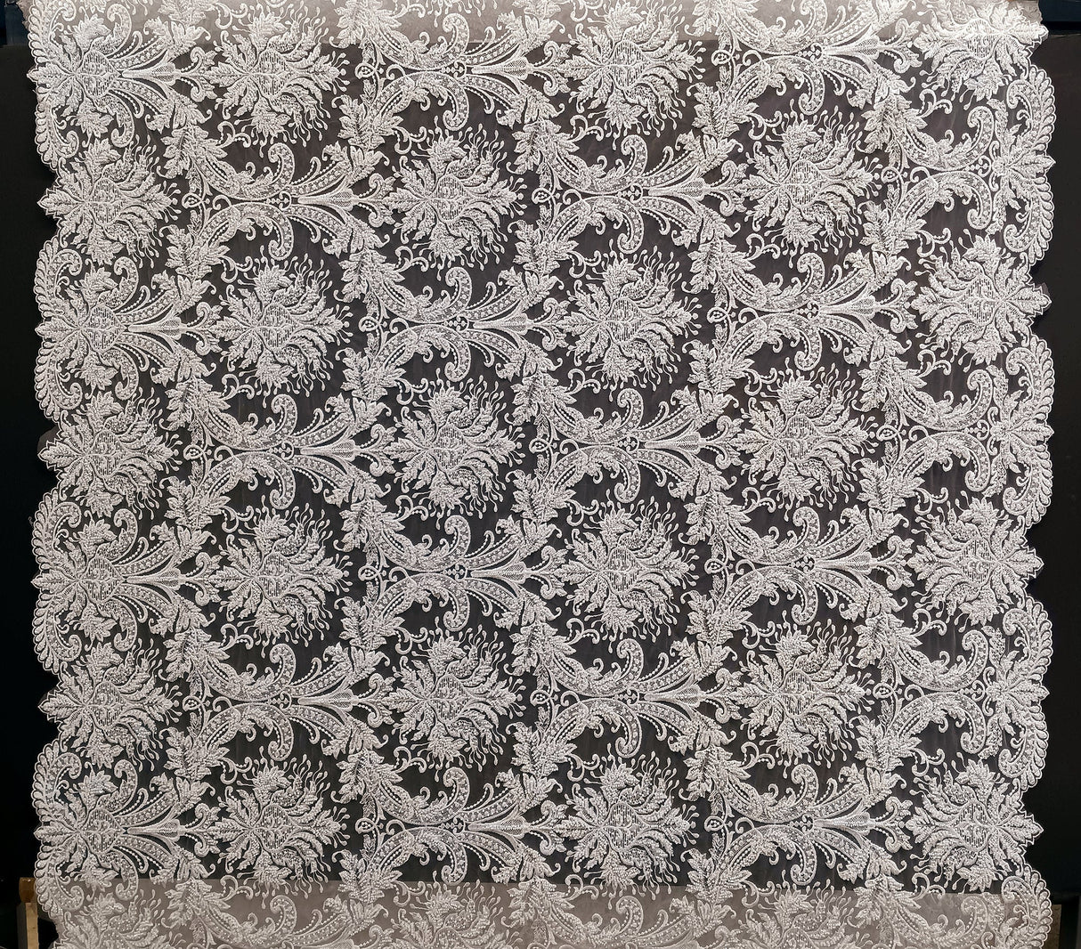 Beaded Lace Fabric on Polyester Net Mesh 48"