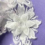 Beaded 3D Floral Lace Trimming Polyester Fabric - 3D Floral Embroidered Beaded Net Mesh, 2.5" Width (1 Yard)
