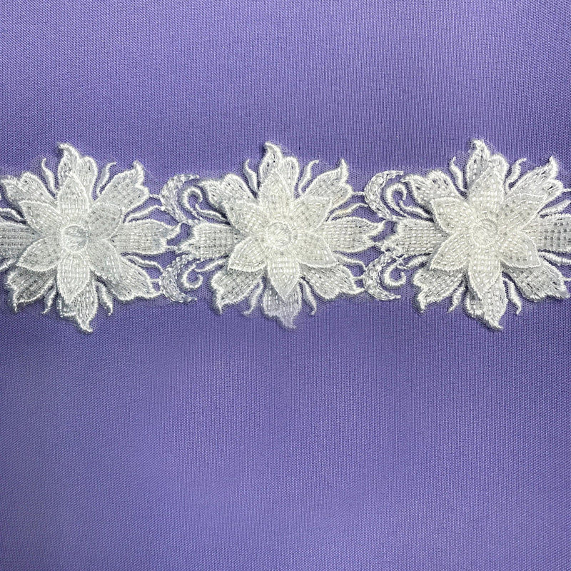 1 Yard Embroidered on 100% Polyester Net Mesh 2.5" Wide Beaded 3D Floral Lace Trimming