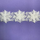 1 Yard Embroidered on 100% Polyester Net Mesh 2.5" Wide Beaded 3D Floral Lace Trimming