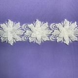 1 Yard Embroidered on 100% Polyester Net Mesh 2.5" Wide Beaded 3D Floral Lace Trimming