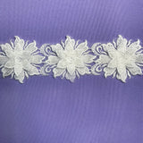 Beaded 3D Floral Lace Trimming, 100% Polyester Net Mesh, 2.5"