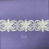 Beaded Floral Lace Trimming White