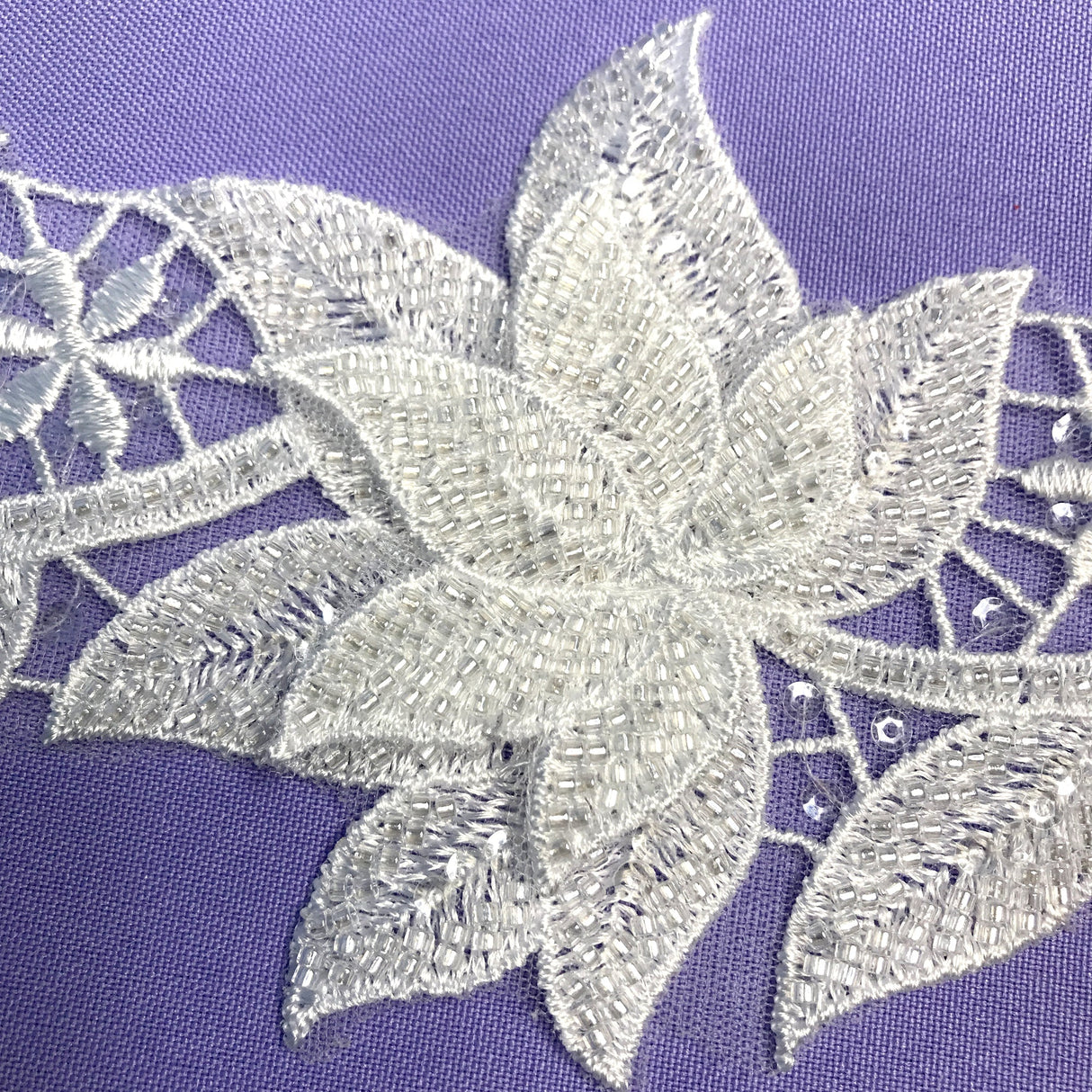 Beaded 3D Floral Lace Trimming 4" Wide
