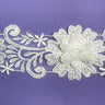 Beaded 3D Floral Lace Trimming Polyester Fabric - White, 3.5" Width (1 Yard)