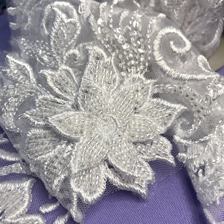 Beaded 3D Floral Lace Trimming