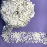 Beaded 3D Floral Lace Trimming 4" Wide
