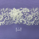 1 Yard Beaded 3D Floral Lace Trimming Embroidered on 100% Polyester Net Mesh 4" Wide