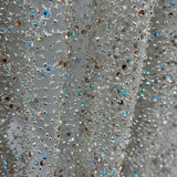 Beaded Lace Fabric on Polyester Net Mesh