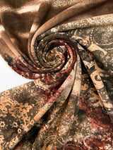Italian Brown Beige Abstract Twill Fabric