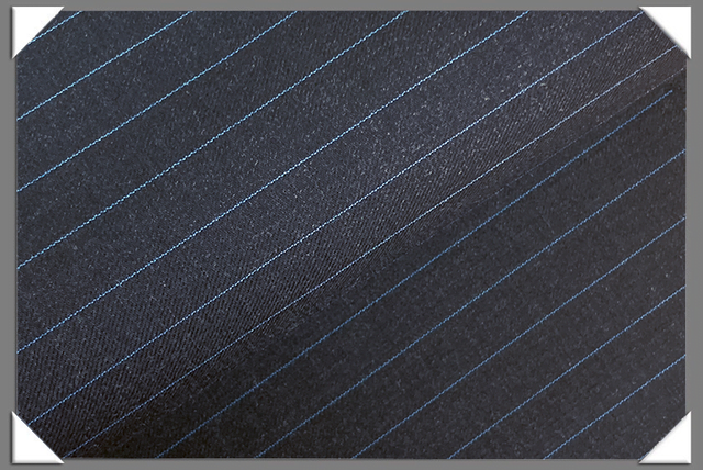 Charcoal Blue Striped Super 120S Merino Wool Fabric - Charcoal Blue Stripes, 58/60" Width