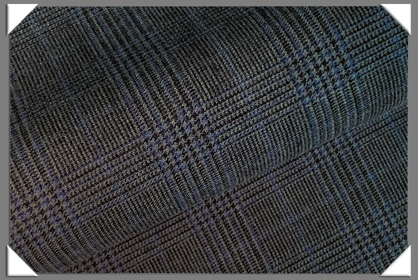 Charcoal Blue Plaid Cotton Wool Fabric - Plaid, Charcoal Blue, 58/60" Width
