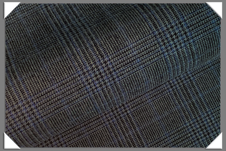 Charcoal Blue Plaid Cotton Wool Fabric - Plaid, Charcoal Blue, 58/60" Width
