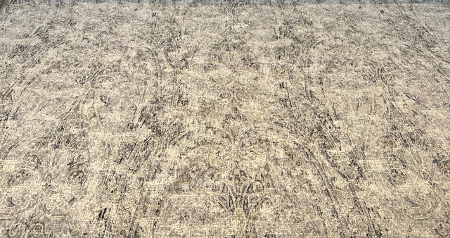 Imogen Rain Damask Distressed Chenille Fabric - Blue Grey Damask, 56" Width (1 Yard)