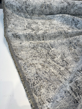 Imogen Rain Damask Distressed Chenille Fabric - Blue Grey Damask, 56" Width (1 Yard)