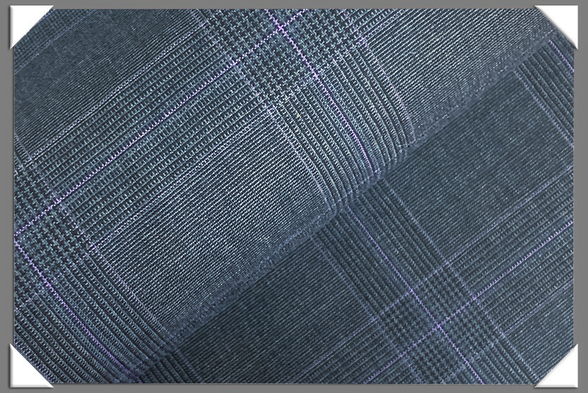 Navy Blue Windowpane Italian Wool Fabric - Navy Blue Windowpane, 58/60" Width (1 Yard)