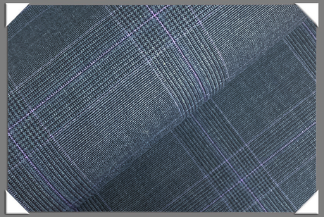 Navy Blue Windowpane Italian Wool Fabric - Navy Blue Windowpane, 58/60" Width (1 Yard)