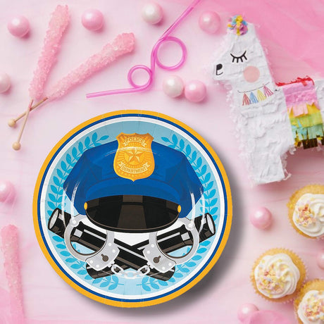 8 Ct. Police Party Dessert Plates 7-Inch Law Enforcement Birthday Party Supplies
