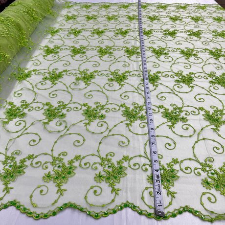 Beaded Embroidered Lace Mesh