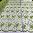 Beaded Lace Fabric on Polyester Net Mesh 52"