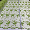 Beaded Lace Fabric on Polyester Net Mesh 52"
