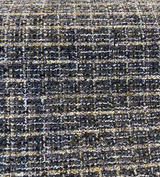 Uncommon Charcoal Coal Chenille Fabric - Charcoal With Gold And White Accents, 55" Width, .625 Repeat (1 Yard)