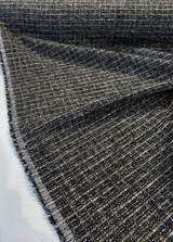 Uncommon Charcoal Coal Chenille Fabric - Charcoal With Gold And White Accents, 55" Width, .625 Repeat (1 Yard)