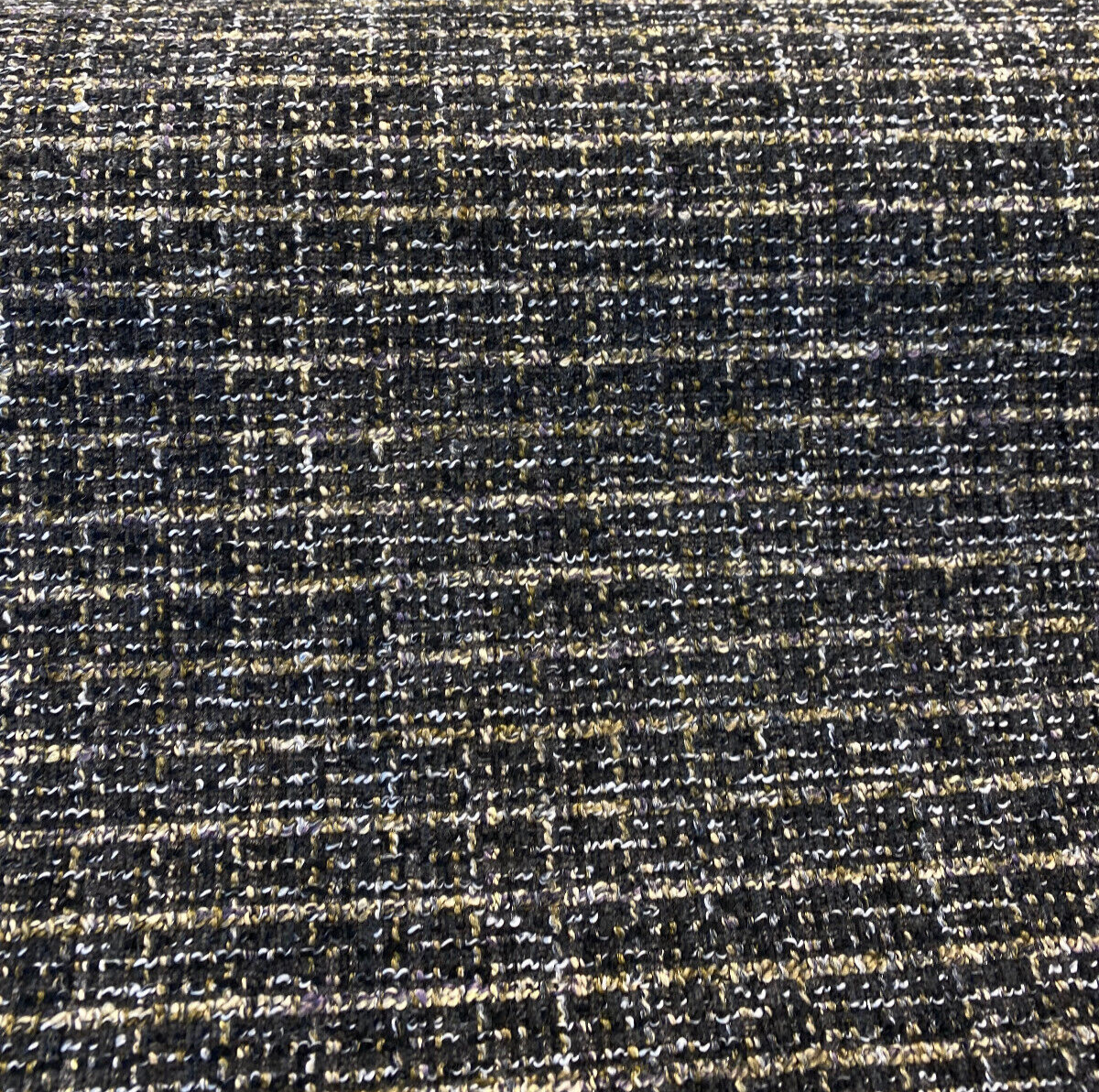Uncommon Charcoal Coal Chenille Fabric - Charcoal With Gold And White Accents, 55" Width, .625 Repeat (1 Yard)