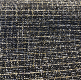 Uncommon Charcoal Coal Chenille Fabric - Charcoal With Gold And White Accents, 55" Width, .625 Repeat (1 Yard)