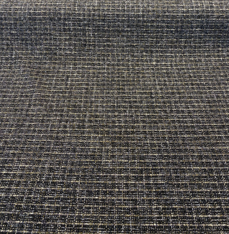 Uncommon Charcoal Coal Chenille Fabric - Charcoal With Gold And White Accents, 55" Width, .625 Repeat (1 Yard)