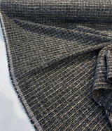 Uncommon Charcoal Coal Chenille Fabric - Charcoal With Gold And White Accents, 55" Width, .625 Repeat (1 Yard)