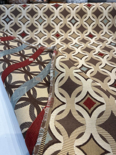 Tango Mink Acrylic Fabric - Geometric Jacquard, Mink, 54" Width (1 Yard)