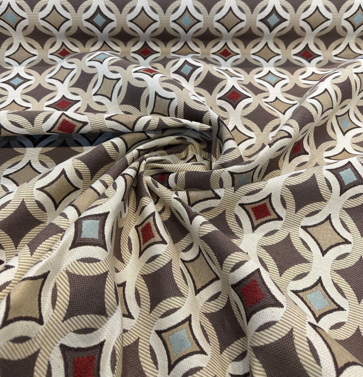 Tango Mink Acrylic Fabric - Geometric Jacquard, Mink, 54" Width (1 Yard)