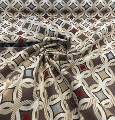 Tango Mink Acrylic Fabric - Geometric Jacquard, Mink, 54" Width (1 Yard)