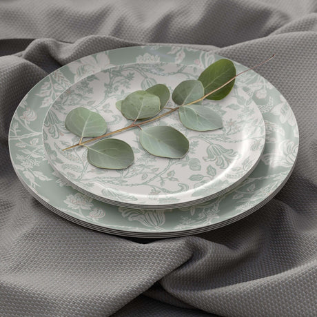 120 Count Earthtrends Gracy Green White Paper Plates Durable 10 Inch Disposable Supplies