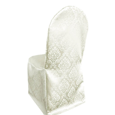 1 Piece Elegant Marquis Damask Jacquard Chair Wrap Ivory