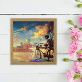 9.75" x 9.75" Oak Effect Deep Picture Frame with Acid-Free Mat, Plastic Front, Wall or Tabletop Display