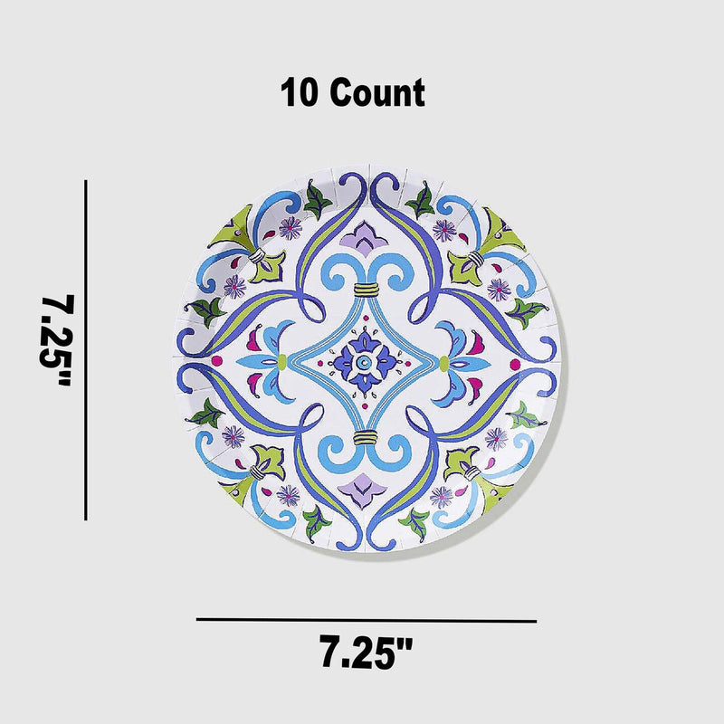 10 Count English Garden Small Paper Plates 7.25 Inch Floral Elegant Party Supplies