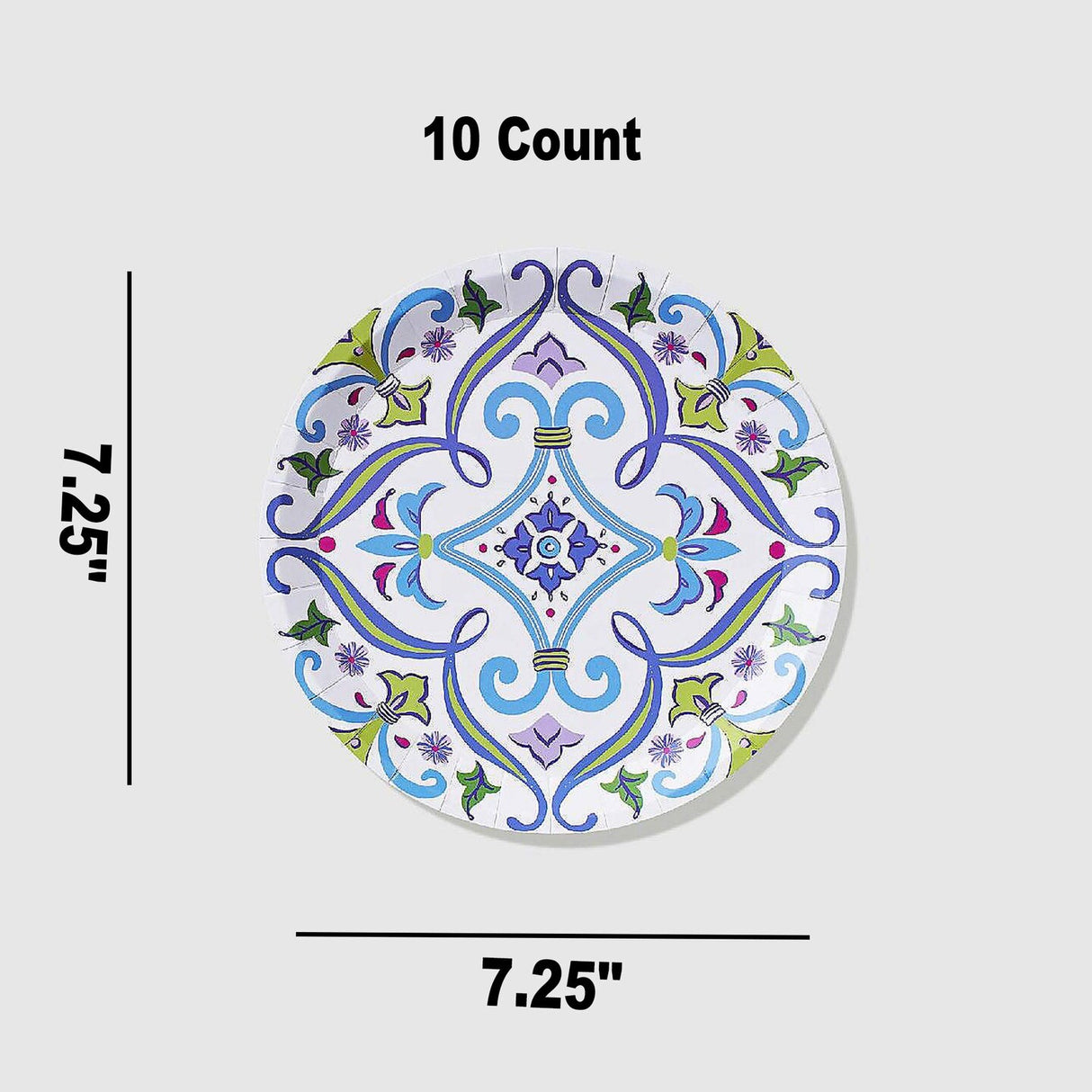 10 Count English Garden Small Paper Plates 7.25 Inch Floral Elegant Party Supplies