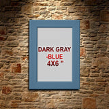 4x6" Dark Gray-Blue Frame – Hang or Stand, Horizontal/Vertical, No-Nail Hanging