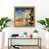 9.75" x 9.75" Oak Effect Deep Picture Frame with Acid-Free Mat, Plastic Front, Wall or Tabletop Display