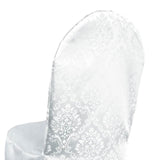 1 Piece Marquis Damask Jacquard Polyester Chair Cover White